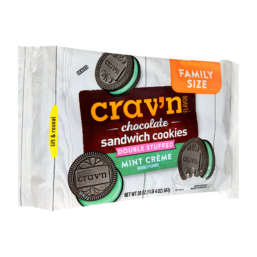 Crav'n Flavor Mint Creme Double Stuffed Chocolate Sandwich Cookies