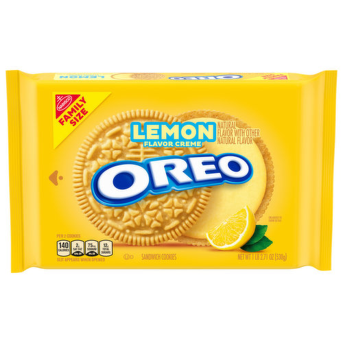 OREO OREO Lemon Creme Sandwich Cookies, Family Size, 18.71 oz