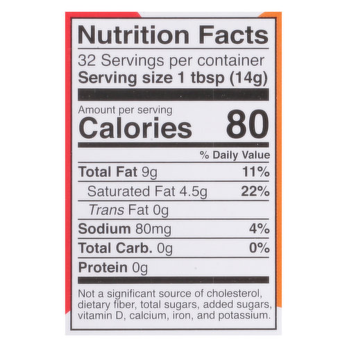 stick of butter nutrition label