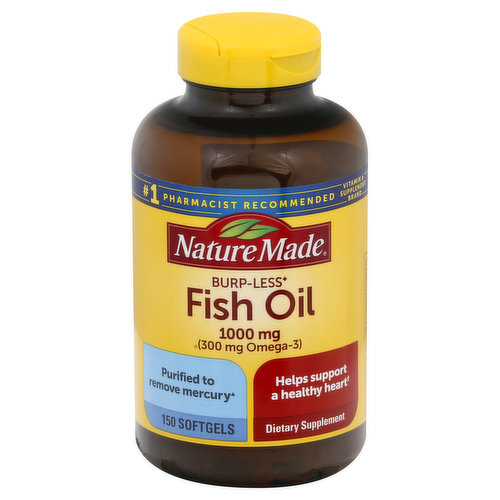  Nature's Bounty Fish Oil, Supports Heart Health, Dietary  Supplement, 300mg Omega-3, 120 Coated Softgels : Health & Household