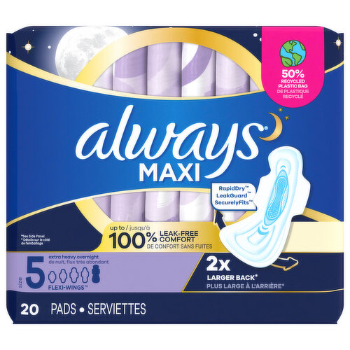 Always Pads, Extra Heavy Overnight, Flexi-Wings, Size 5