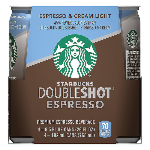 Starbucks Doubleshot espresso drink is made with the rich, full-bodied espresso you love, and it's always ready to grab and go when you need the inspiration that great coffee provides. Now that's convenient, isn't it?
