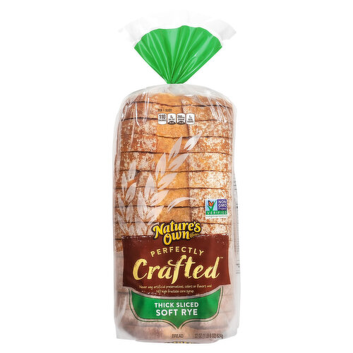 Nature's Own Perfectly Crafted Soft Rye, Thick Sliced Non-GMO Rye Bread, 22 oz Loaf