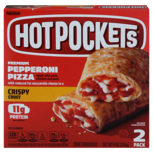 Hot Pockets Frozen Snacks, Pepperoni Pizza, 12 Regular Sandwiches (Frozen)