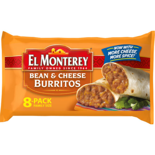 El Monterey Burritos, Bean & Cheese, 8-Pack, Family Size