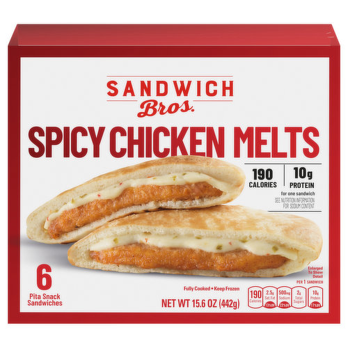 Sandwich Bros. Pita Snack Sandwiches, Spicy Chicken Melts