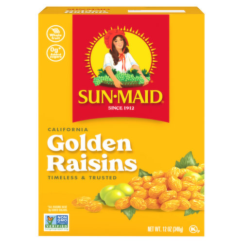 Sun-Maid® California Golden Raisins 12oz Bag in a Box - Box containing 12oz of California Golden Raisins.