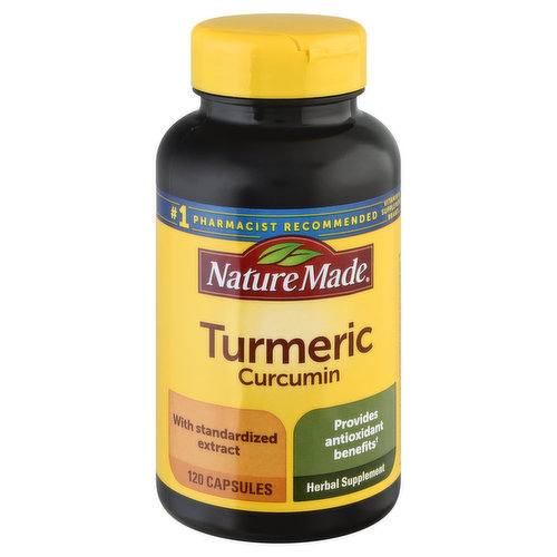 Herbal Supplement. List No. 3006. L400. No artificial flavors.  Gluten free. No. 1 pharmacist recommended. With standardized extract. Provides antioxidant benefits. Turmeric (Curcuma Longa) is an ancient Indian spice. The Curcumin in Turmeric has antioxidant activity and is responsible for its vibrant yellow color. Made to our guaranteed purity and potency standards. No color added. No preservatives. www.NatureMade.com. (This statements has not been evaluated by the Food and Drug Administration. This product is not intended to diagnose, treat, cure, or prevent any disease.) Encapsulated and quality tested in the USA.