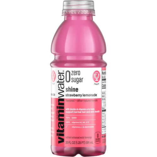 vitaminwater Sugar Shine, Electrolyte Enhanced Water W/ Vitamins, Strawberry Lemonade Drink, 20 fl oz