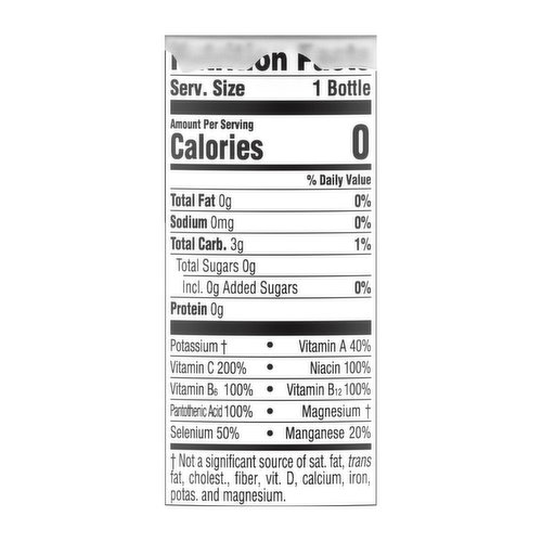 vitamin water nutrition label