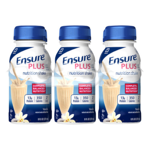 Ensure Plus Nutrition Shake Vanilla Ready-to-Drink Bottles