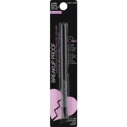 Wet n Wild Gel Eyeliner, Retractable, Waterproof, Blackest Black 1111491