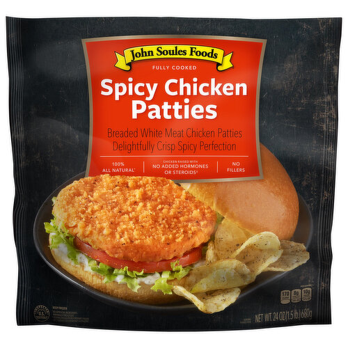 John Soules Foods Spicy Chicken Patties, Fully Cooked