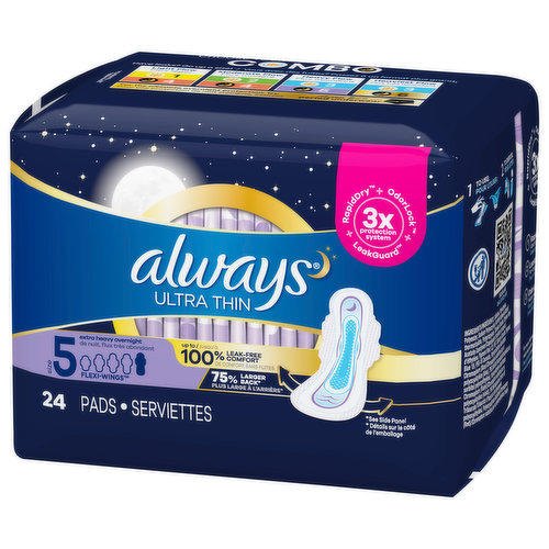 Ultra Thin Unscented Overnight Pads with Wings Extra Heavy Flow