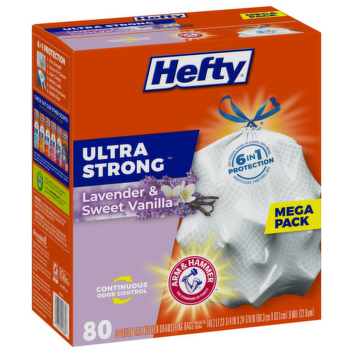 Hefty Ultra Strong Tall Kitchen Trash Bags NEW Fabuloso Scent 13 Gallon 80  Count