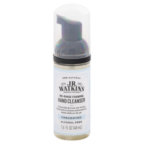 JR Watkins Hand Cleanser, No-Rinse Foaming, Unscented