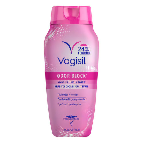 24 Hour odor protection. Helps stop odor before it starts. Triple odor protection. Gentle on skin, tough on odor. Dye-free, Hypoallergenic. Gynecologist tested. Why Odor Block? Odor Block wash has triple odor protection - gentle cleansers, patented Odor Block technology and a light & clean scent - to help stop odor from happening. Designed for the most intimate skin on your body, it's gentle on skin, tough on odor. Hypoallergenic, pH balanced & clinically tested. Clean, fresh scent. Vagisil - Shameless about vaginal health. how2recylce.info. arl.org.au. 1-800-431-2610 (USA), 1-800-062-019 (AUS), 0800-651-044 (NZ). Made in U.S.A.