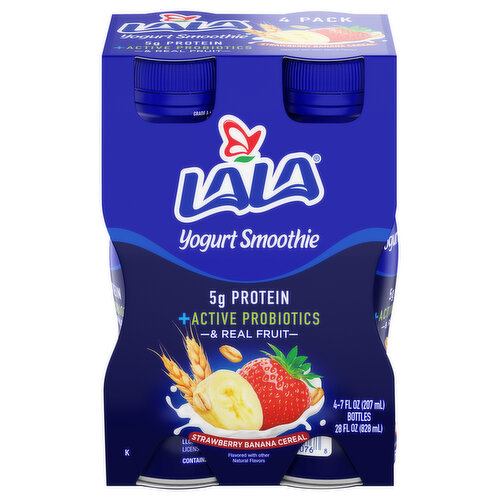 Lala Yogurt Smoothies, Strawberry Banana Cereal, 4 Pack