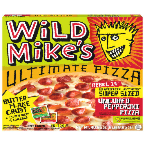 Wild Mike's Pizza, Ultimate, Butter Flake Crust, Uncured Pepperoni, Rebel 14 Inch, Super Sized