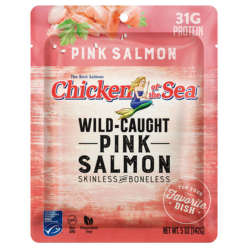 Chicken of the Sea Pink Salmon, Alaskan, Wild Caught, Skinless & Boneless, Recipe Size