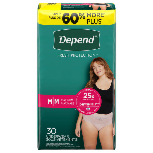Depend Underwear, Maximum, Medium - Super 1 Foods
