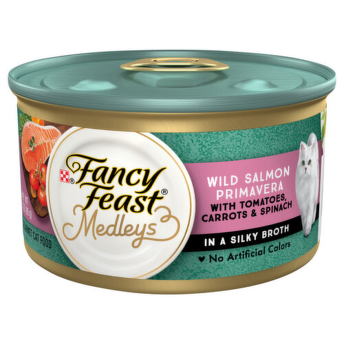 Fancy Feast Cat Food, Gourmet, Wild Salmon Primavera, Medleys