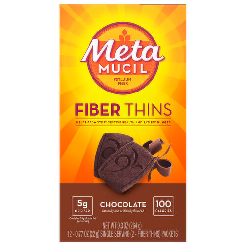 Meta Mucil Fiber Thins, Chocolate, 12 Pack