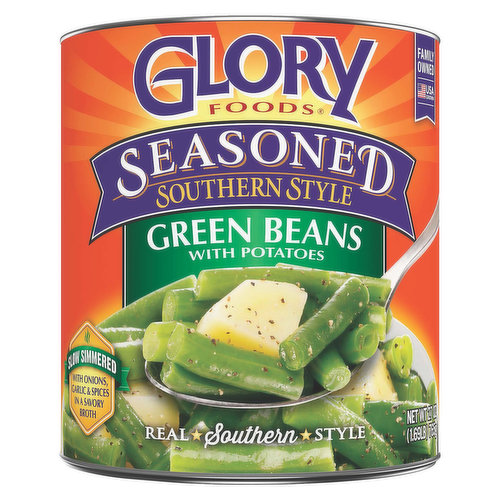 Slow simmered with onions, garlic & spices in a savory broth. Real. Southern. Style. Goodness. Gracious. Glory. Glory vegetables are picked at the prime of ripeness, lovingly seasoned real. Southern. Style - and slowly simmered until they're cooked just right. Mmm - When you open a can of glory, you've opened a can of goodness. Glory wrote the book on good ol' Southern style cookin. And it's not at the library. We've done the work you take the glory!