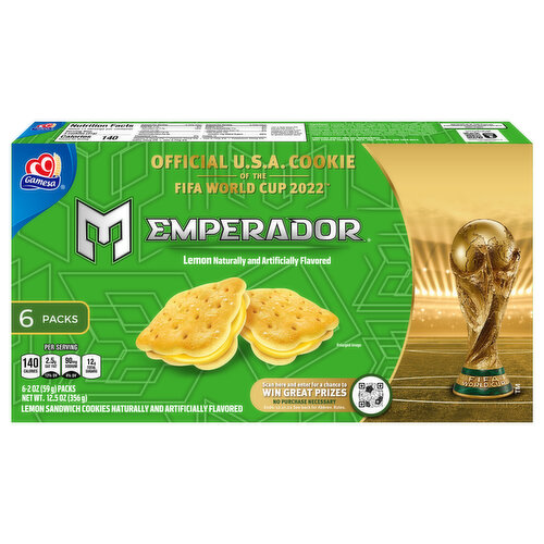 Emperador Sandwich Cookies, Lemon, 6 Packs