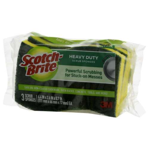 Scotch-Brite Heavy Duty Scrub Sponges, 3 Scrubbing Sponges