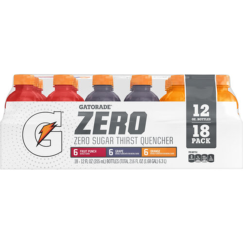 Gatorade Thirst Quencher, Zero Sugar, 18 Pack