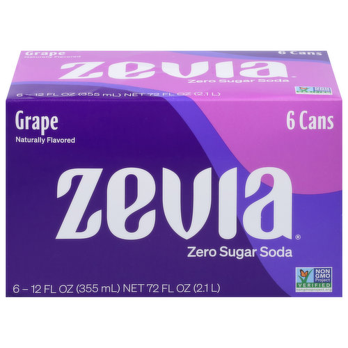 Zevia Soda, Zero Calorie, Grape