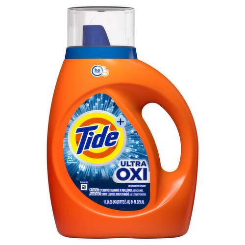 Tide Plus Ultra OXI White and Bright Liquid Laundry Detergent, 24 Loads, Advanced Stain Removal and Whitening Power, Safe on Colors