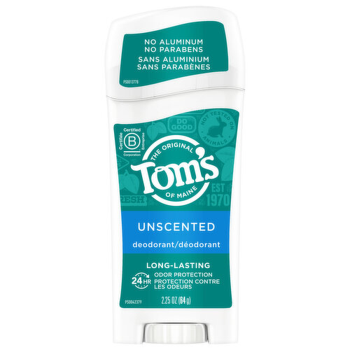 Tom's Deodorant, Long Lasting, Unscented
