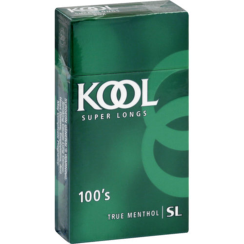 Kool Cigarettes, True Menthol, Super Longs, 100's, 2-Way Box