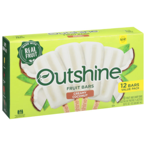New! No-rBST: Milk & cream from cows not treatred with the growth hormone rBST (No significant difference has been shown between milk form rBST treated and non-rBST treated cows). Get ready to snack brighter. Refreshingly real. Every bite of an Outshine Fruit Bar tastes like biting into a piece of ripe fruit. Made with real fruit and fruit juice, it's the snack that refreshes you from the inside out. No high fructose corn syrup.