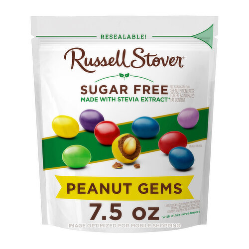 Russell Stover Sugar Free Chocolate Candy Coated Peanuts, 7.5 oz. bag