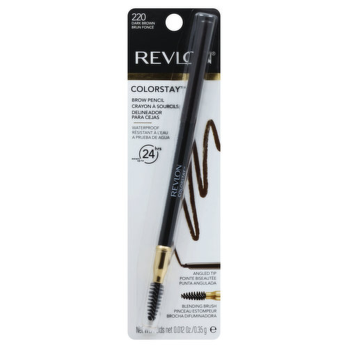 Revlon Brow Pencil, Waterproof, Dark Brown 220