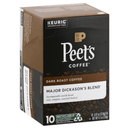 Peet's Coffee Coffee, Dark Roast, Major Dickason’s Blend, K-Cup Pods