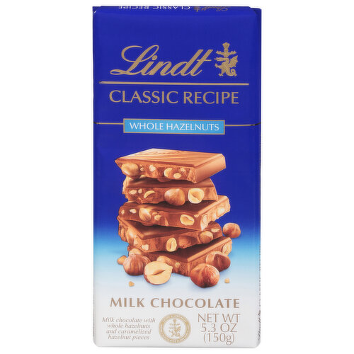 Lindt Milk Chocolate, Classic Recipe, Whole Hazelnuts