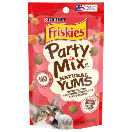 Friskies Natural Cat Treats, Party Mix Natural Yums With Real Salmon and Vitamins, Minerals & Nutrients