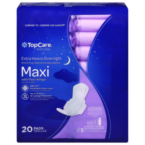 TopCare Pads, Maxi, with Flexi-Wings, Extra Heavy Overnight, Size 5