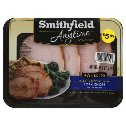 Smithfield Pork, Boneless, Hickory Smoked, Chops