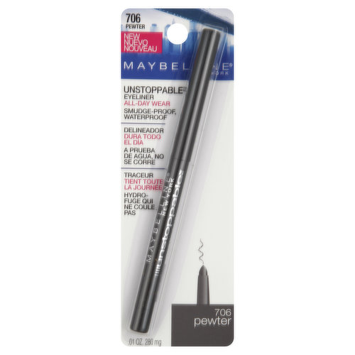 maybelline Eyeliner, Smudge-Proof, Waterproof, Pewter 706