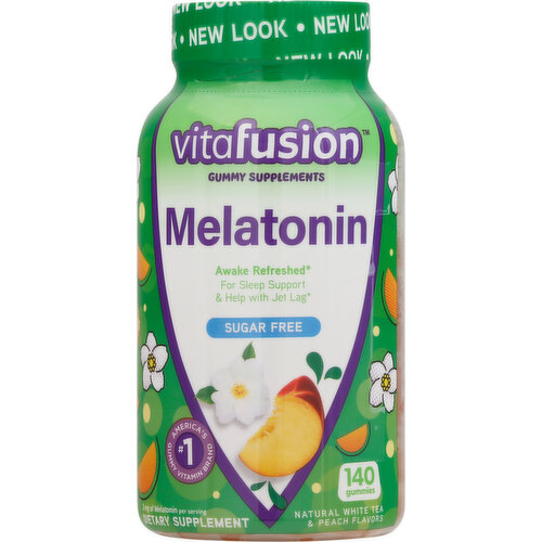 Vitafusion Gummy Supplements, Sugar Free, Melatonin, 3 mg, White Tea & Peach