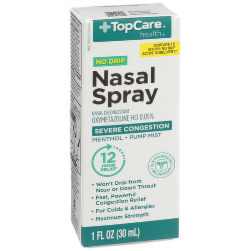 TopCare Severe Congestion Nasal Decongestant Oxymetazoline Hcl 0.05% Nasal Spray, Menthol