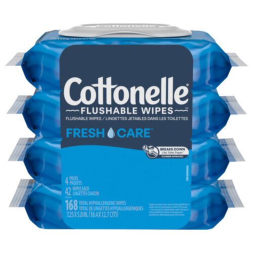 Cottonelle Wipes, Flushable, 4 Pack