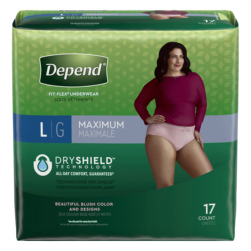 Depend Underwear, Fit-Flex, Maximum, Large