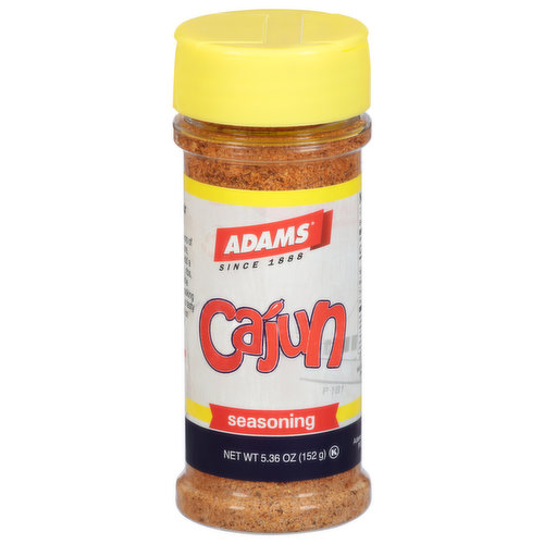 Since 1888. Add Some Zest to Your Culinary Creation! With the perfectly balanced flavors of onion, paprika, garlic, and more, Adams Cajun Seasoning will add a punch of flavor to fish, chicken, ribs, steak, gravy, and sauces. While excellent for blackening when cooking with high heat, it also serves as tasty all-purpose seasoning. Filled by weight.