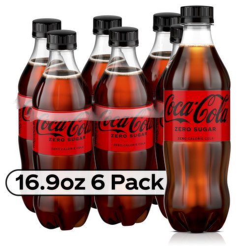 Coca-Cola Cola, Zero Calorie, Zero Sugar, 6 Pack